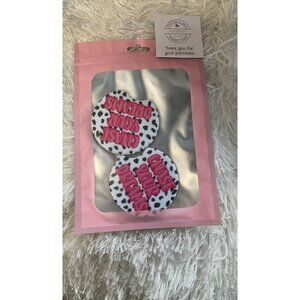 Chase Your Dreams Pink‎ White & Black Dalmatian Print Car Coaster Set